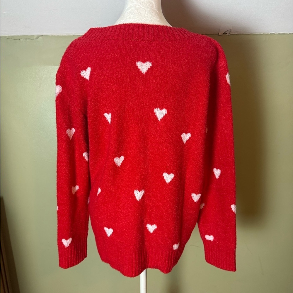 Peace Love World Red Heart Sweater - Picture 2 of 6